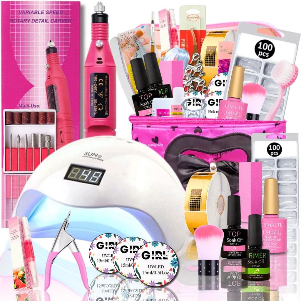 kit unha de gel Completo Cabine Sun Lixadeira Elétrica unha Iniciante- Envio Imediato