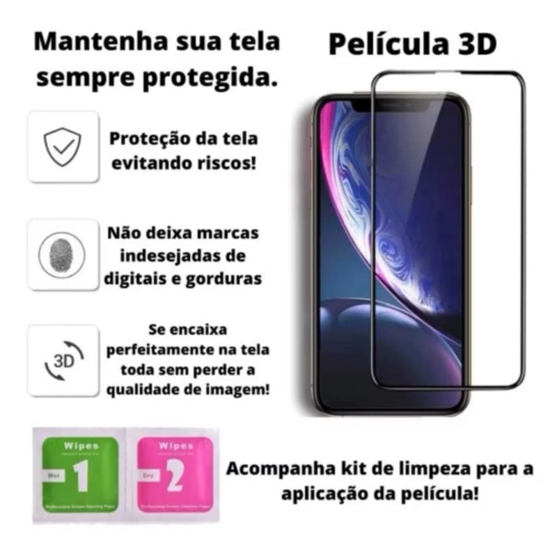 Kit de Acessórios para iPhone – Carregador 20W, Cabo, Película e Capinha