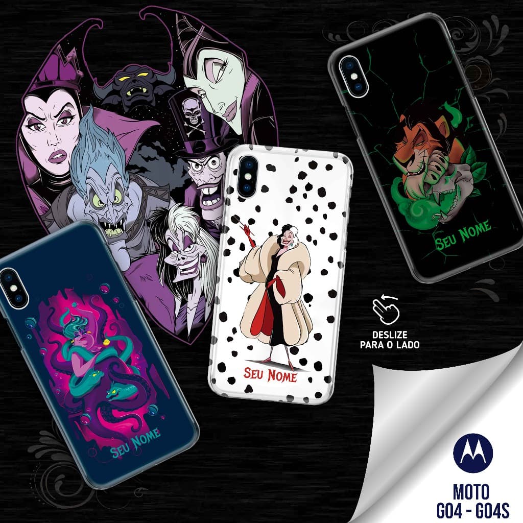 Capa Capinha  - Moto G04/ Moto G04S - Vilões Disney Personalizados
