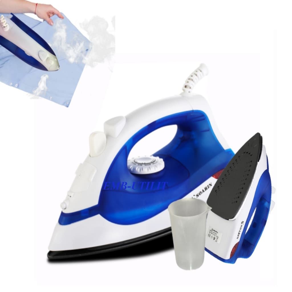 Ferro de Passar Roupa A Vapor 110V Potente 1200W com Botão Regulador de Temperatura e Tecido Luz Indicadora com Copo Med