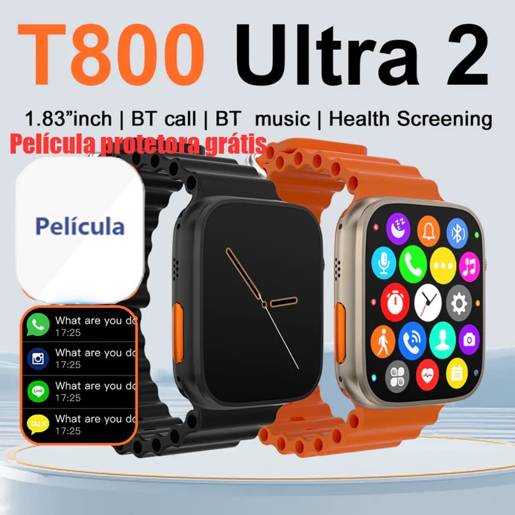 2026 Nova T800 Ultra Série 8 Relógio Ultra Smart Watch Esportivo Sem Fio À Prova D'água NFC