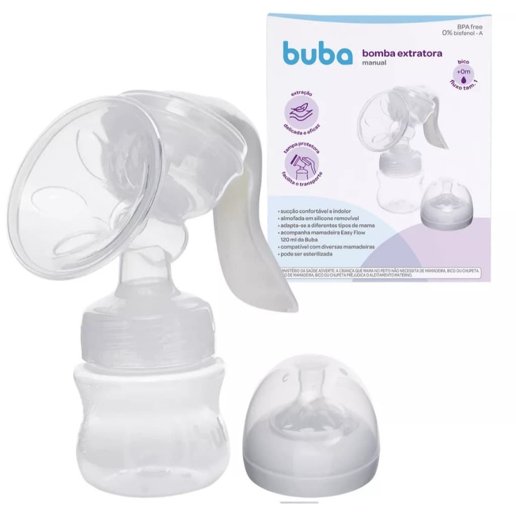 Bomba Extratora Manual Leite Materno Com Mamadeira Buba