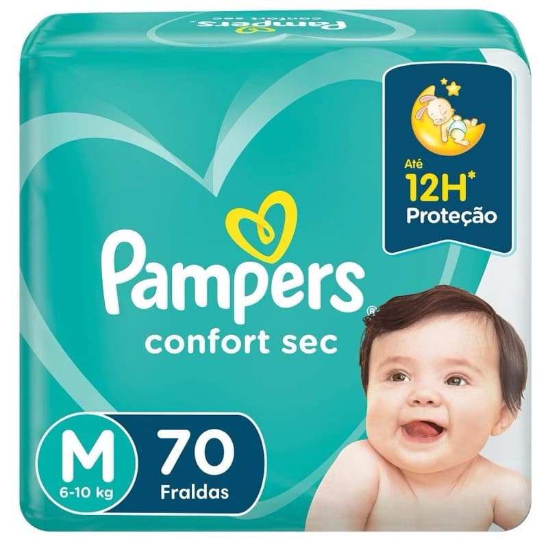 Fralda Pampers Confort Sec Tamanho M 70 unidades