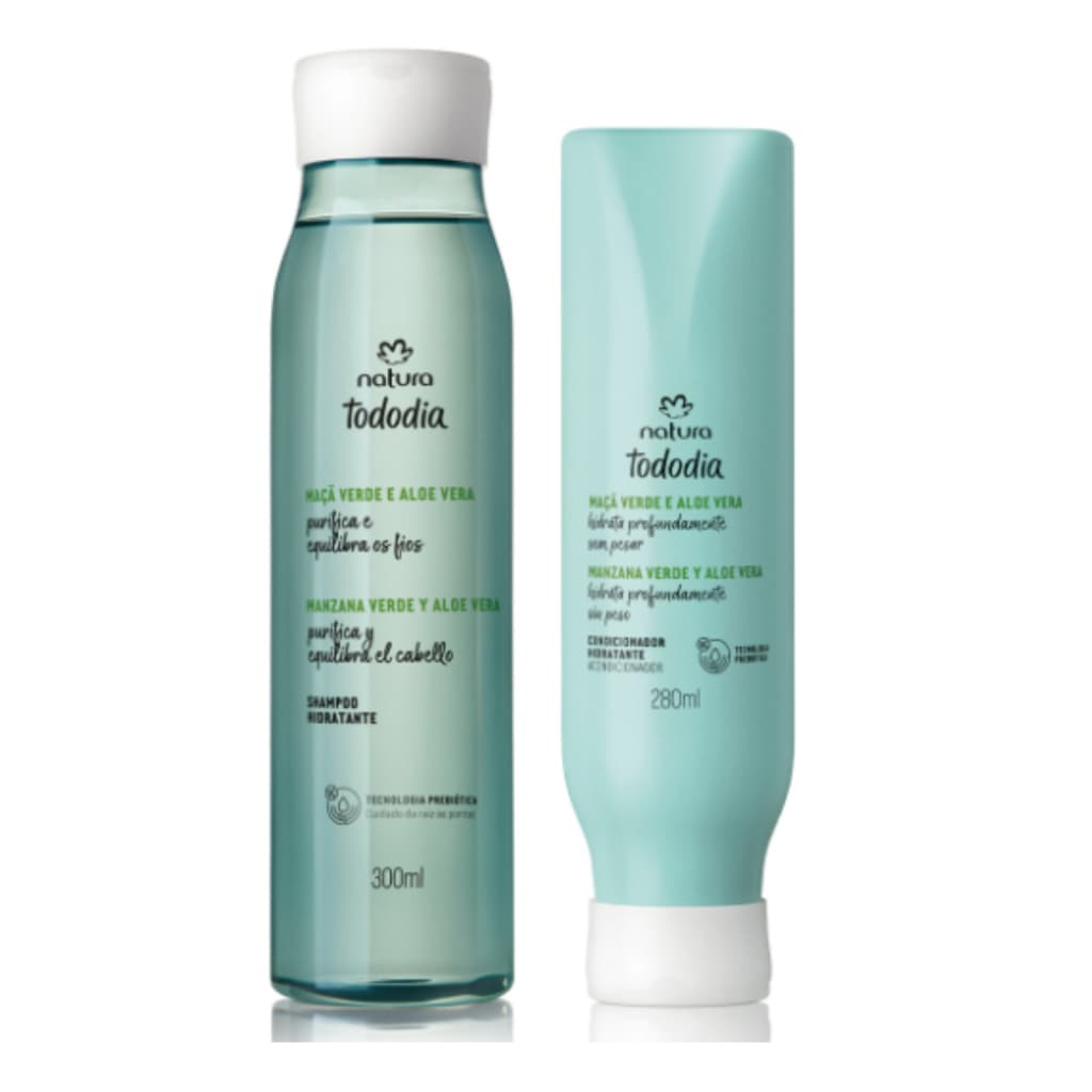 Kit Tododia Hidratante: Shampoo 300ml + Condicionador 280ml Maçã Verde e Aloe Vera Natura