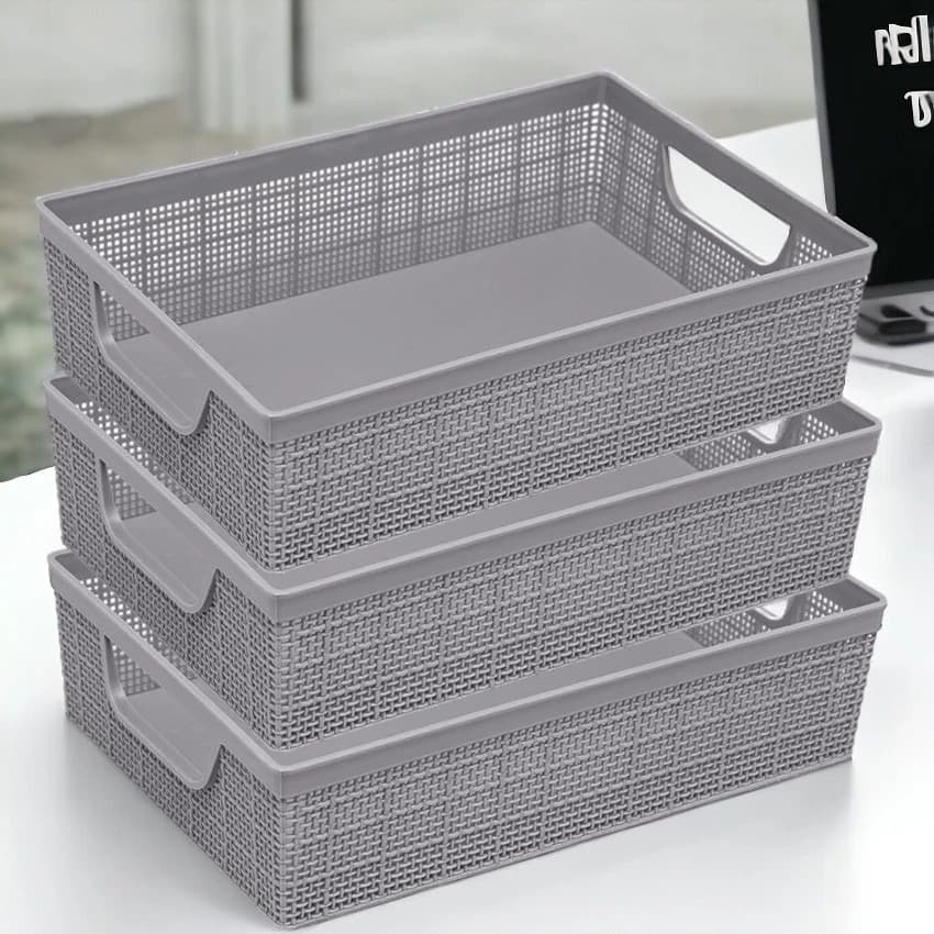 Kit 3 Cestos Organizadores Empilhável de Plástico 2 Litros Multiuso Cozinha Banheiro Cozinha Jaguar