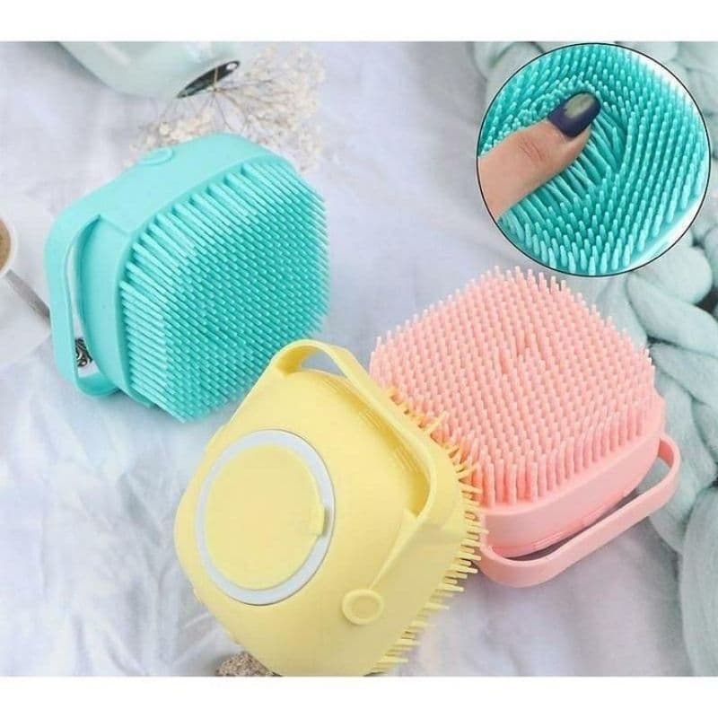 Escova Massageadora Silicone Dispenser Shampoo Para Bebê ou Pet