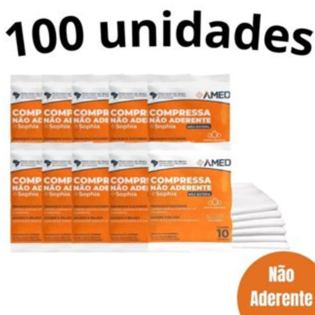 Kit 100un Compressa Gaze 10 Pacotes Não Estéril Não Aderente Para Primeiros Socorros Assepsia 7,5x7,5cm Sophia Amed