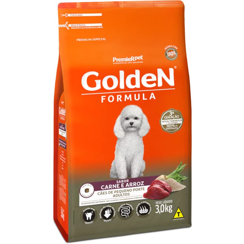Granel de GoldeN® Formula Cães Adultos Porte Pequeno Carne e Arroz 1kg