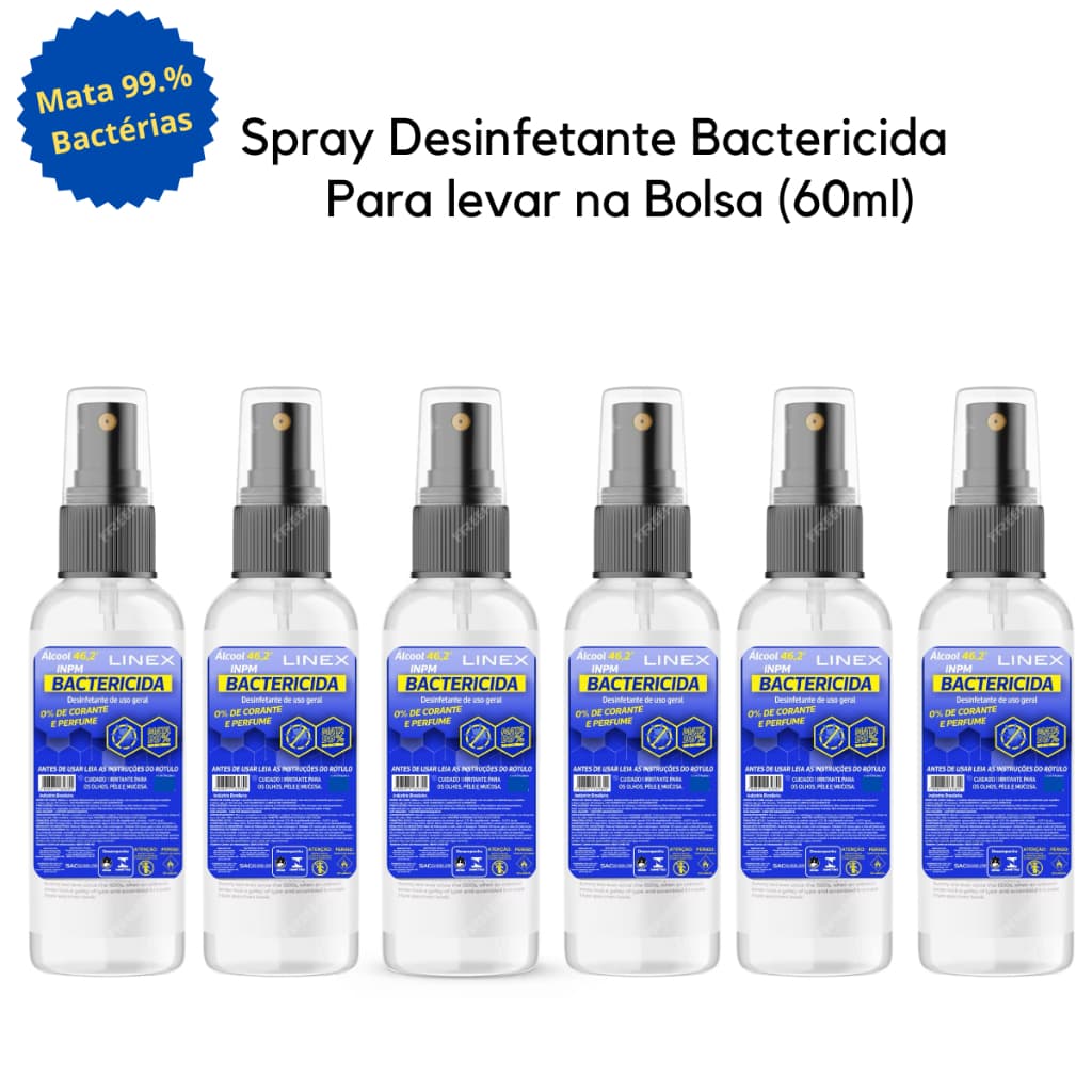 Kit Álcool Spray Bactericida Desinfetante 60 ml de Bolsa