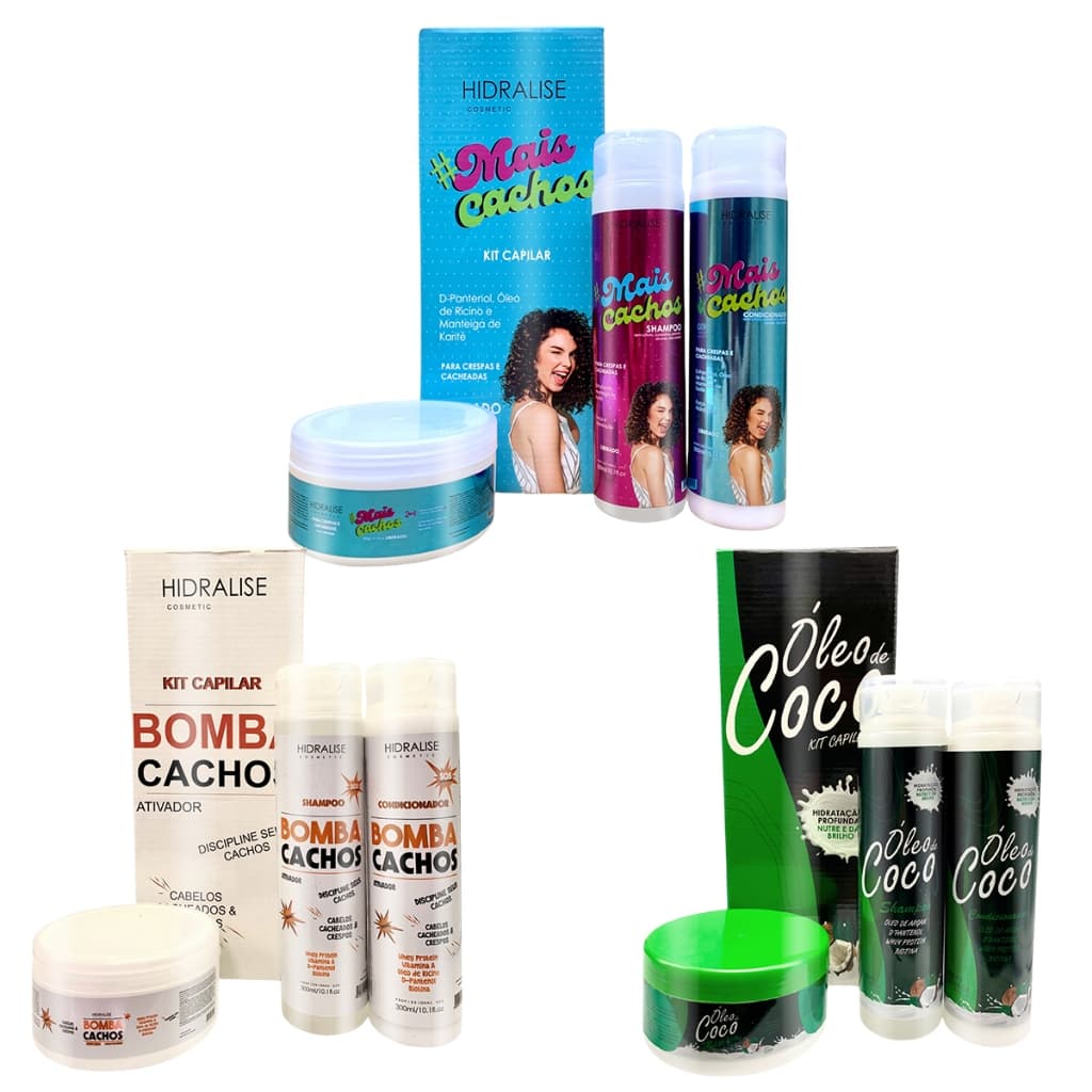 Kit Capilar 3 Produtos Shampoo Condicionador e Máscara Hidratante Tratamento Completo