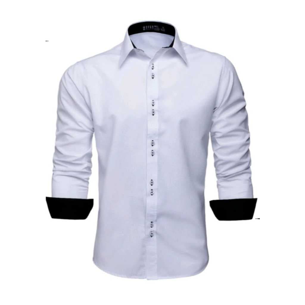 Camisa Social Masculina Manga Longa Lisa Slim
