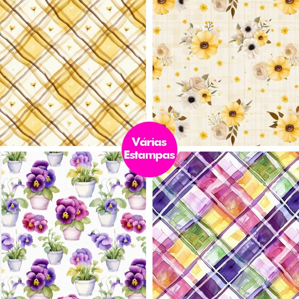 Tecido Tricoline Digital 100% Algodão 50cm x 1,50m Estampados para Patchwork