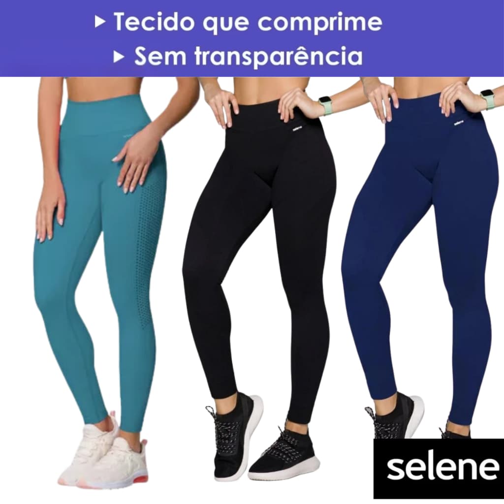 Calça Legging Selene Grossa Sem Transparência Leg Sem Costura Legue Fitness Academia Cintura Alta