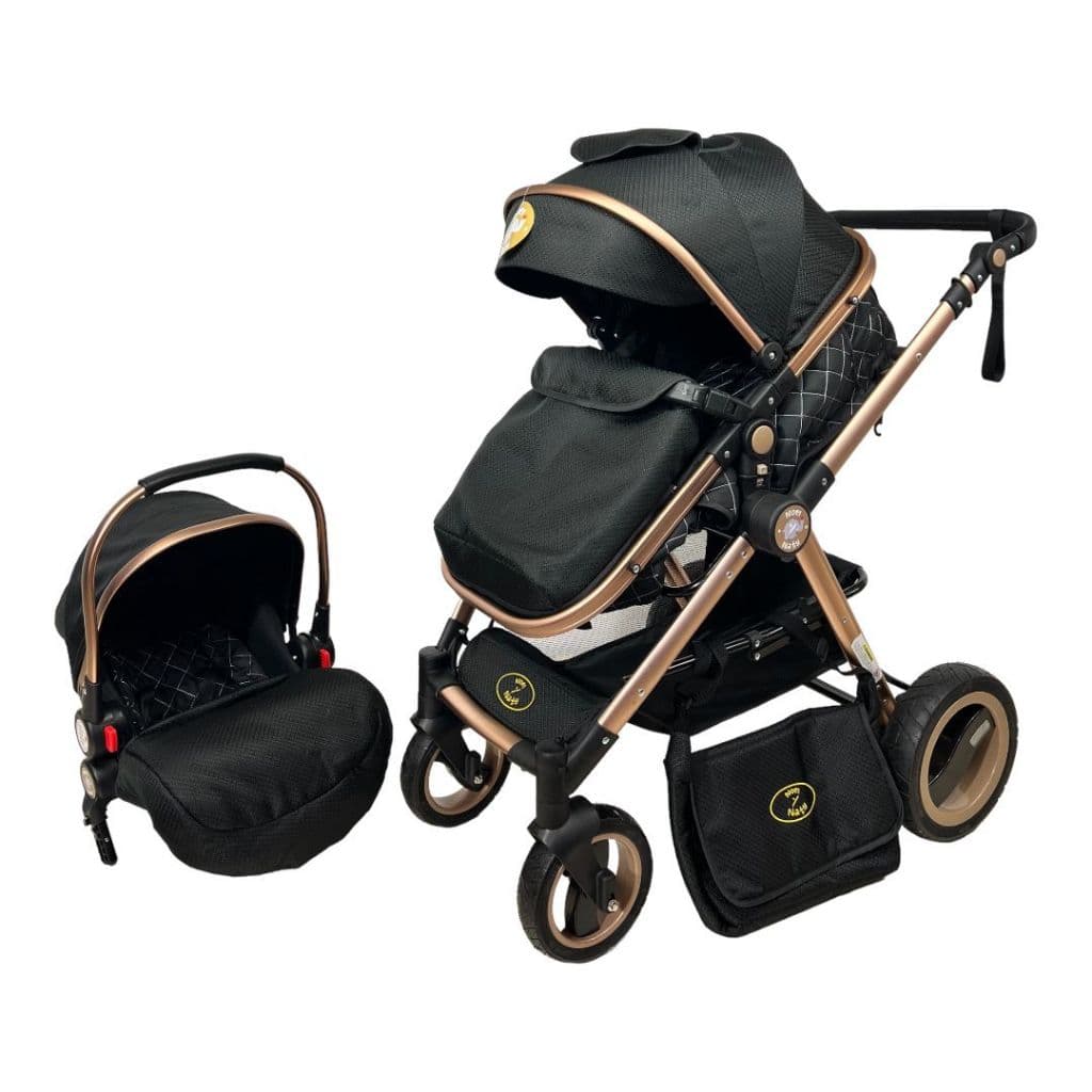 Carrinho De Bebê Europeu Luxo 3 em 1 com Amortecedor + Moisés Berço + Bebê Conforto + Bolsa