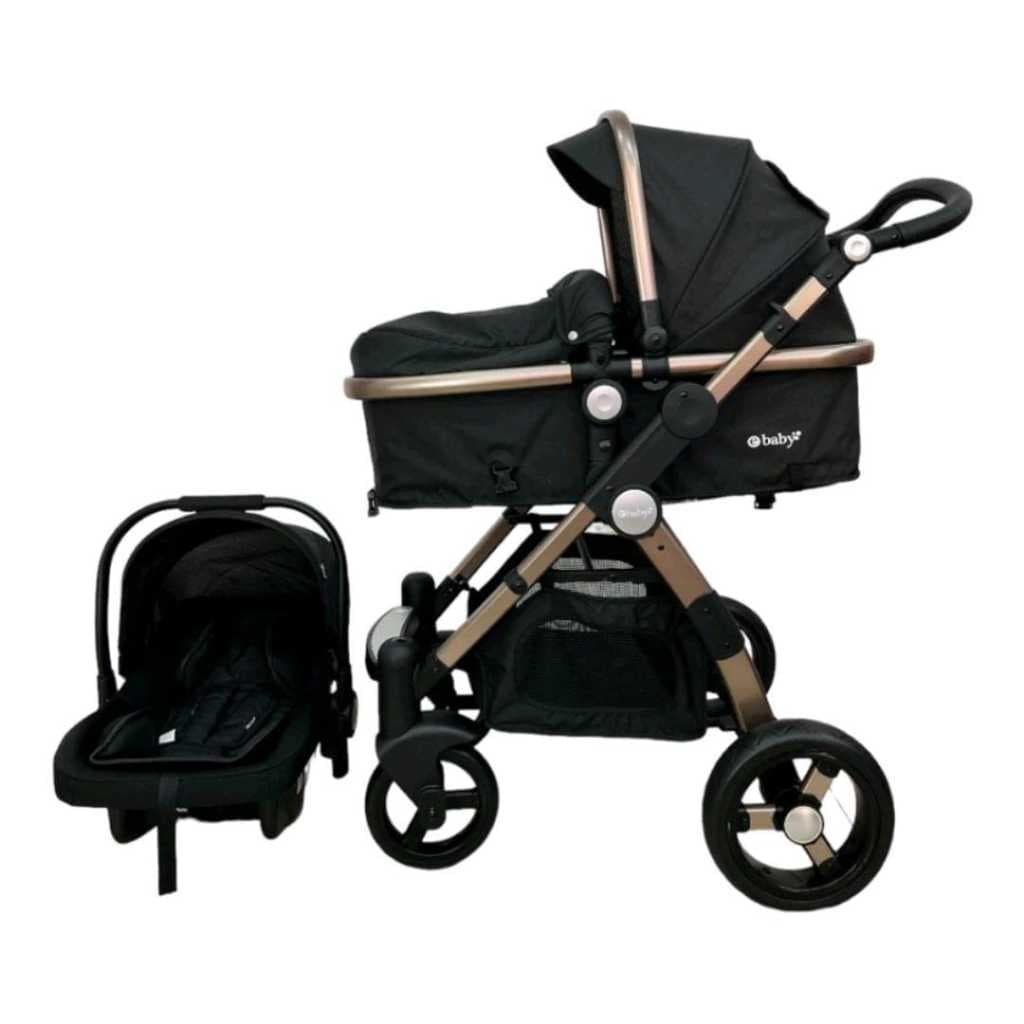 Carrinho De Bebê Europeu Luxo 3 em 1 Ebaby Premium com Amortecedor + Moisés Berço + Bebê Conforto - LANÇAMENTO