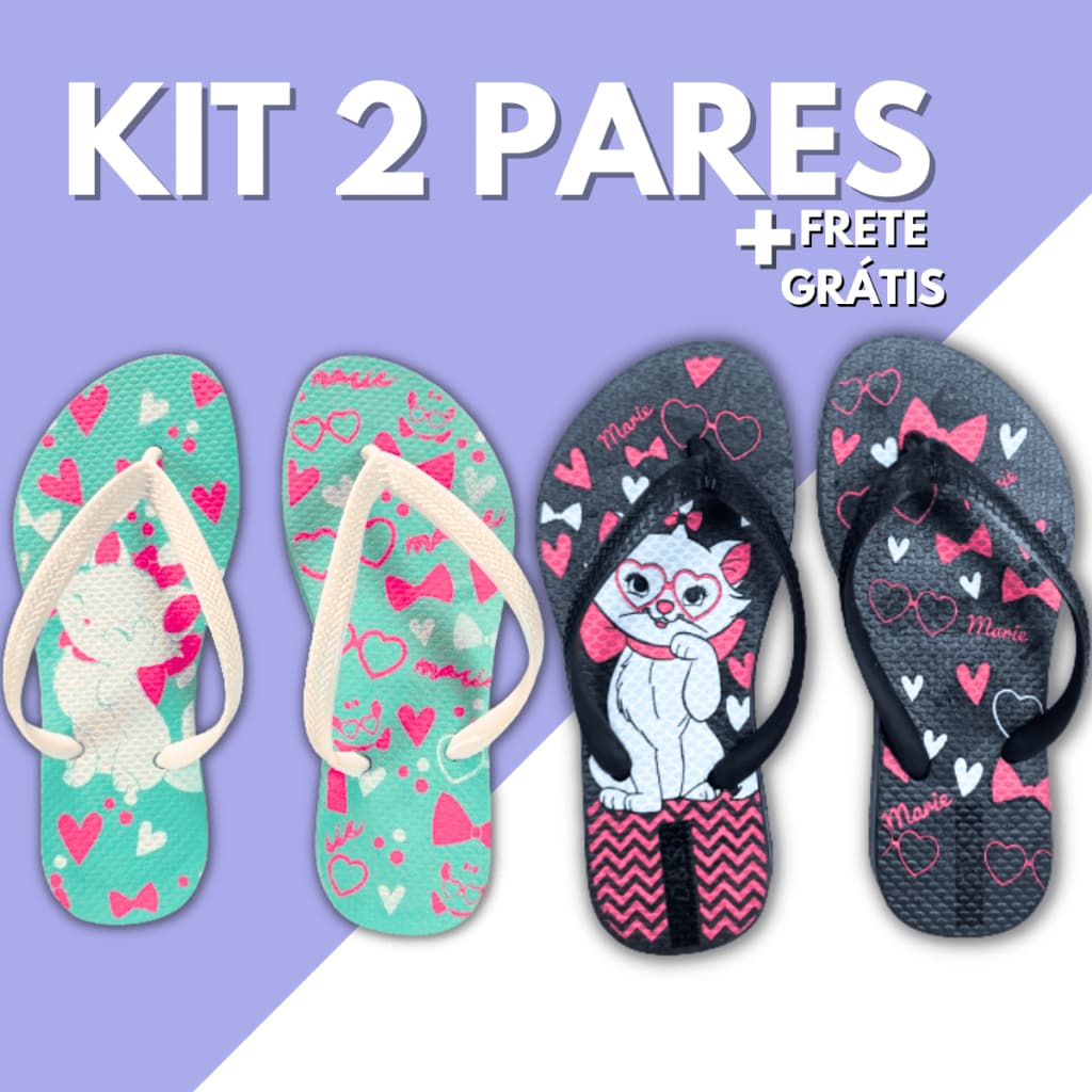 Kit 2 Pares Chinelo Sandalia Feminino Infantil Chinela Femininas Slim Calçado Criança Confortável Macio Leve Promoção