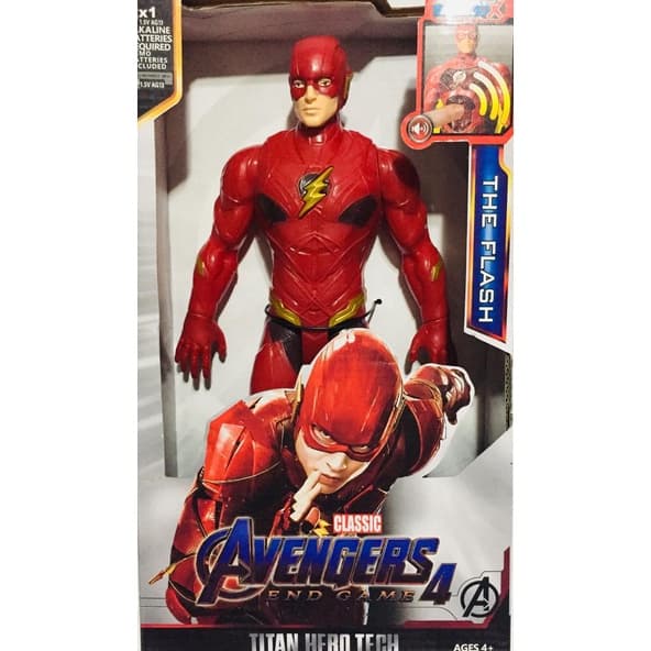 Boneco Flash 30cm Vingadores Articulado C/ Som Acende Luz Avengers