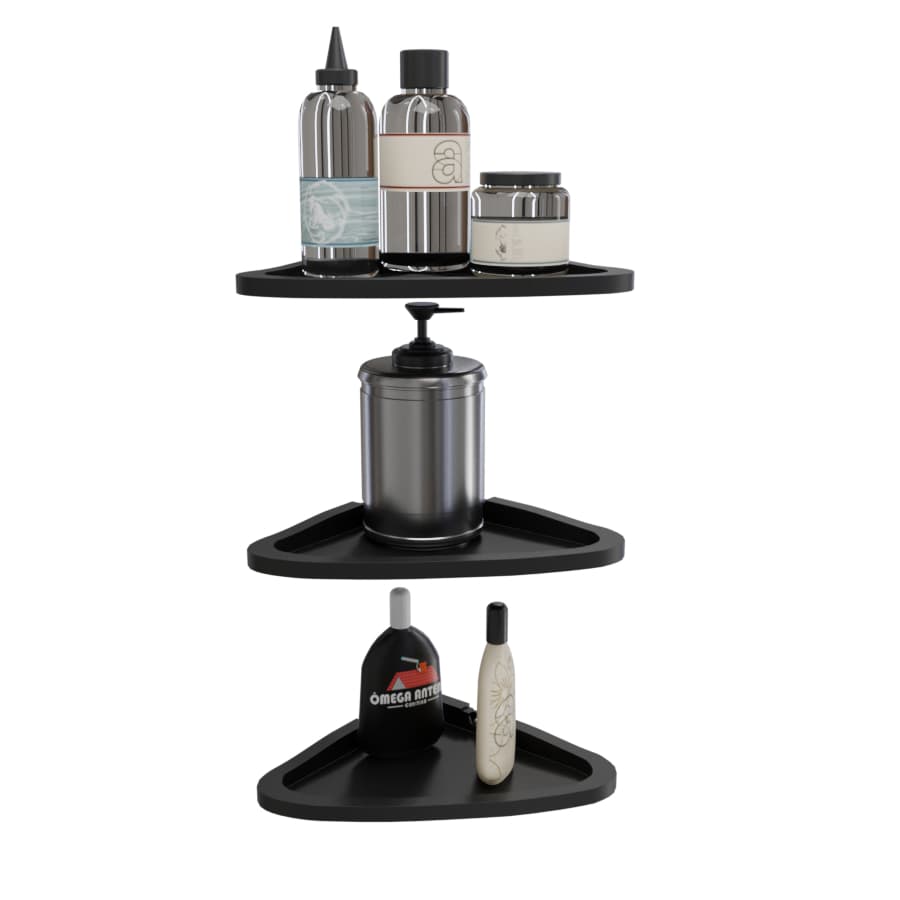 Kit com 3 Suportes de Canto 25x25cm Ideal para Organização Completa em Banheiro Lavanderia e Sala