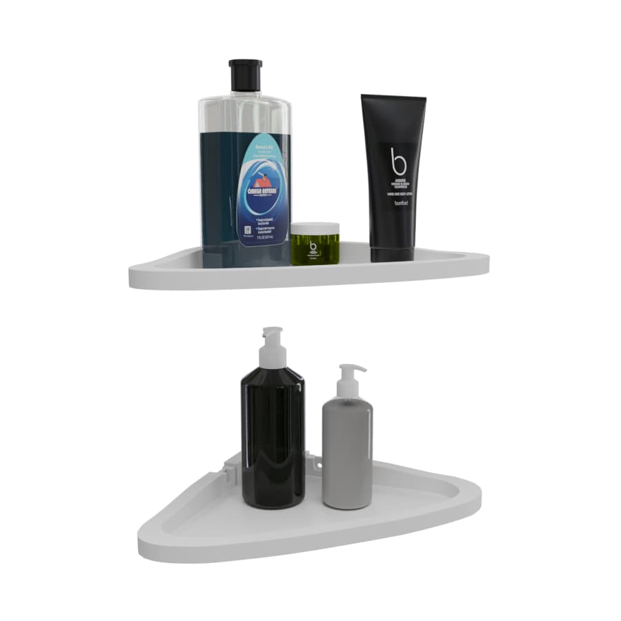 Kit com 2 Suportes de Canto 25x25cm Ideal para Organizar Banheiro Cozinha e Lavanderia