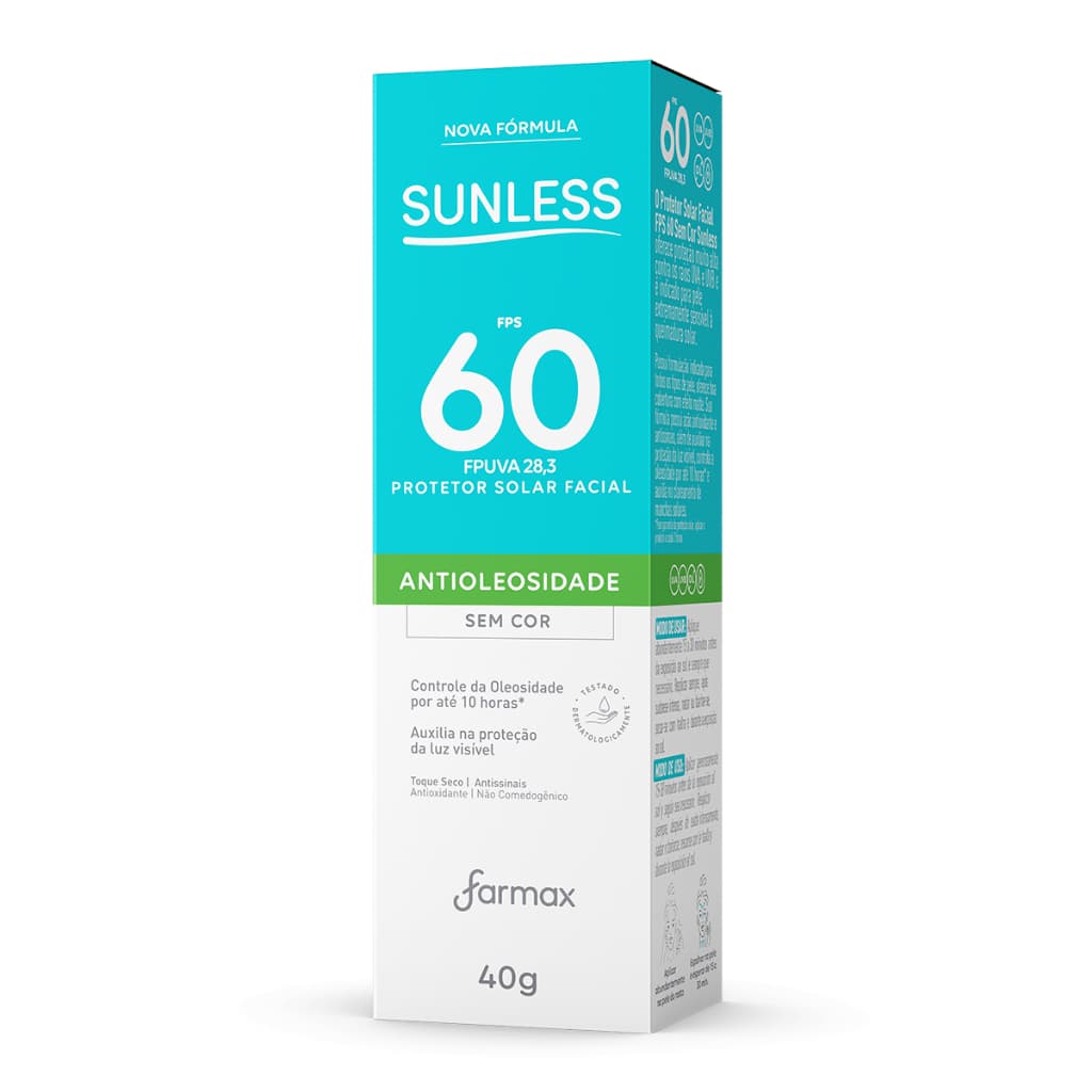 Protetor Solar Facial Antioleosidade com Base Matte 40g FPS 60 Sunless