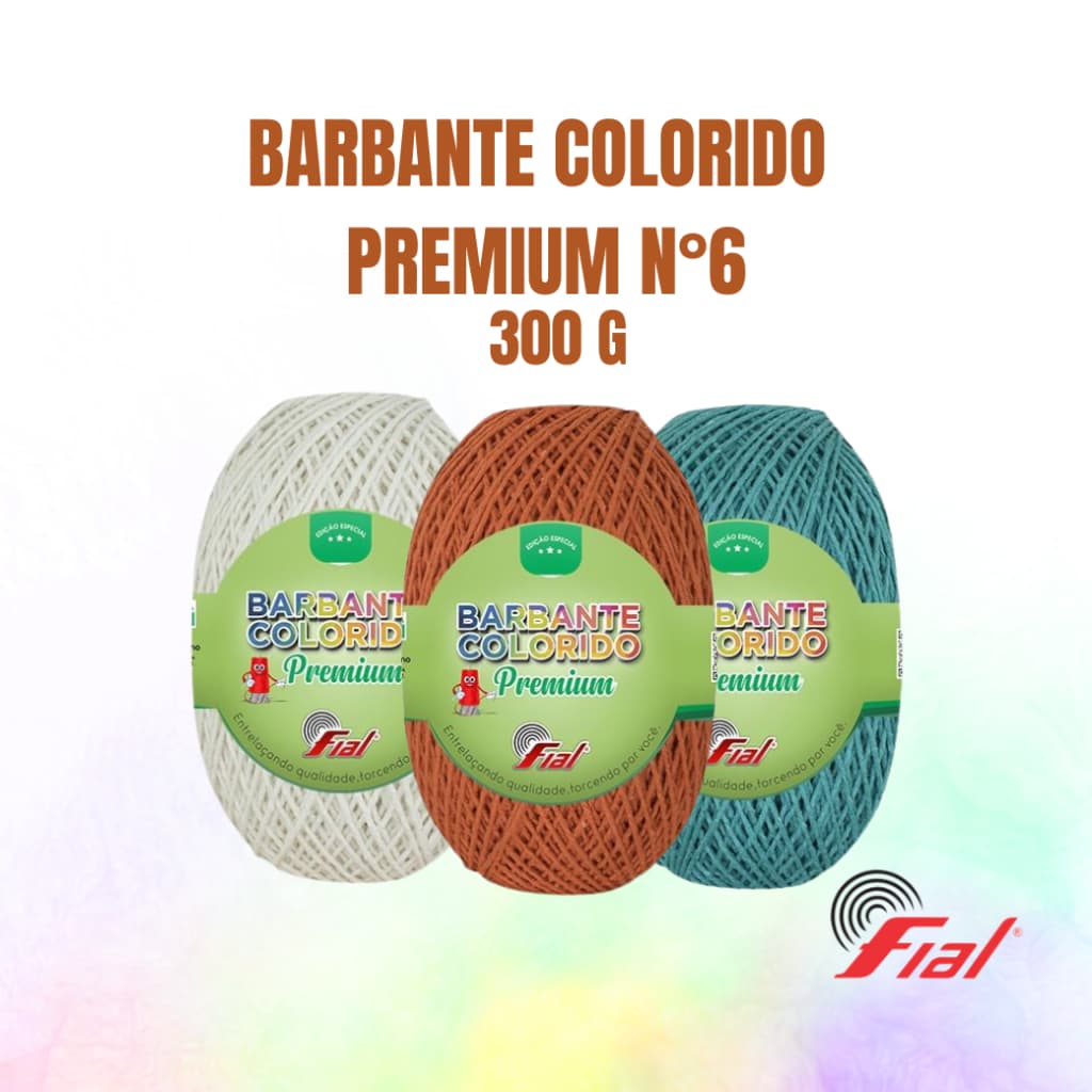 Barbante Fial colorido Premium N°6  300g/322 metros para crochê UNIDADE