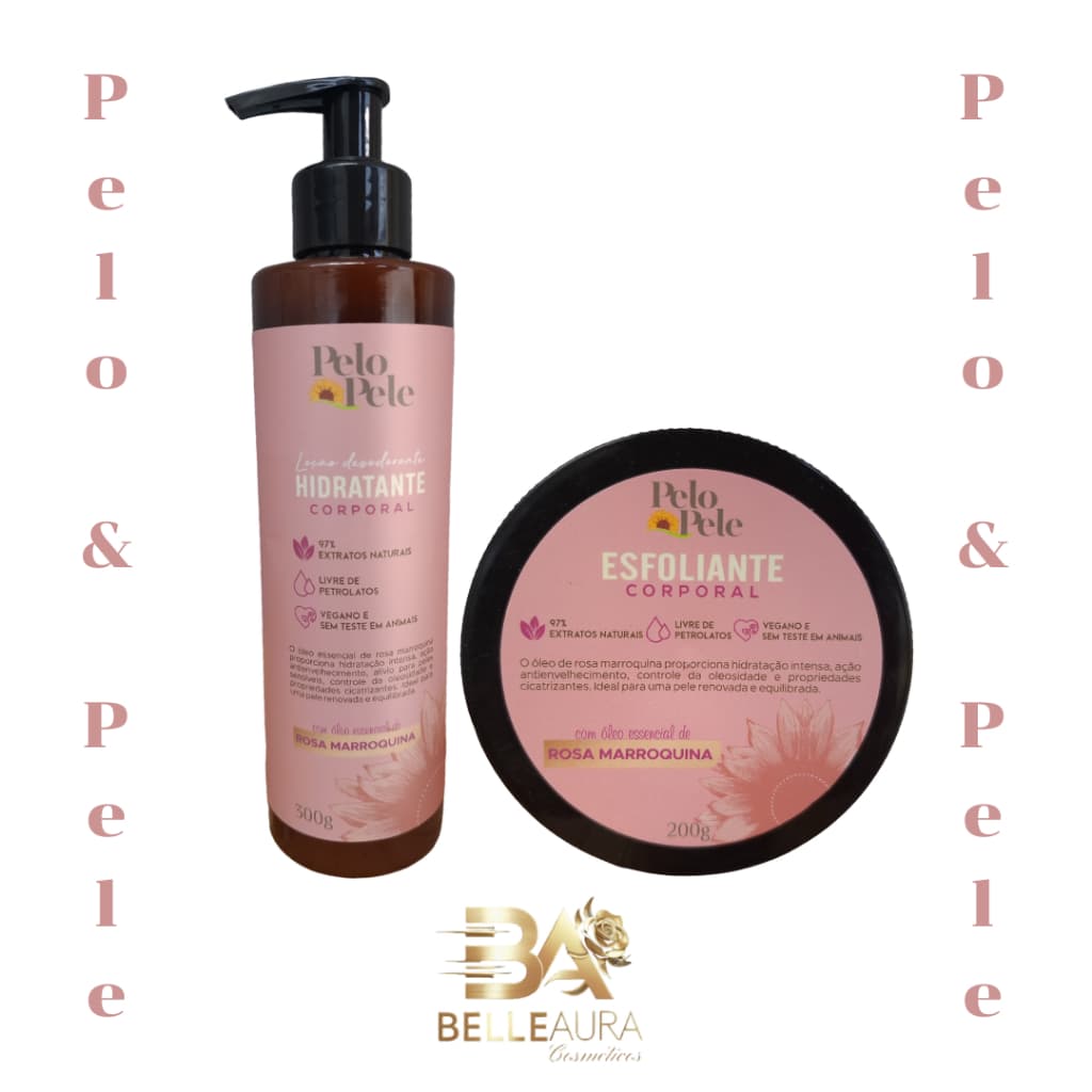 Lançamento Pelo e Pele - Kit Hidratante Corporal Rosa Marroquina (300g) e Esfoliante Corporal Rosa Marroquina (200g)