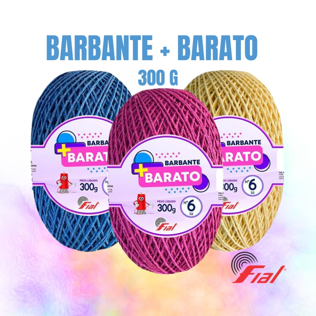 KIT 6 OU KIT12   Barbante Fial + Barato N°6  300g/322 metros para crochê