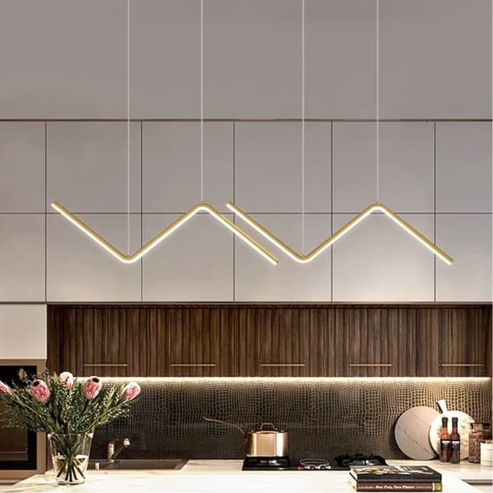 Luminária Pendente Ouro Duplo Minimalista Led Clean Raio 3cors bivolt 26w