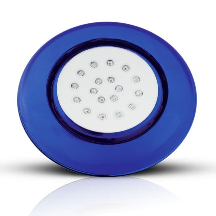Luminária LED de Piscina 18W corpo azul 12V 125mm rosca de 1/2 LED azul