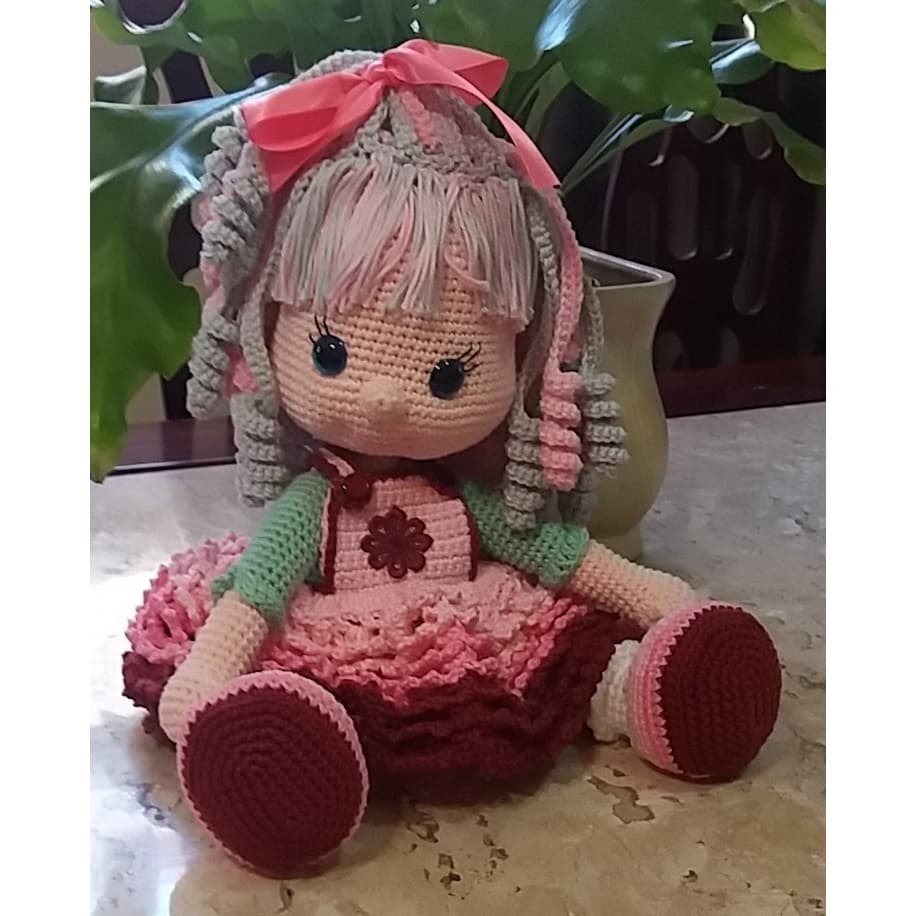 Boneca Articulada Amigurumi Crochê Artesanato Decoração Presente