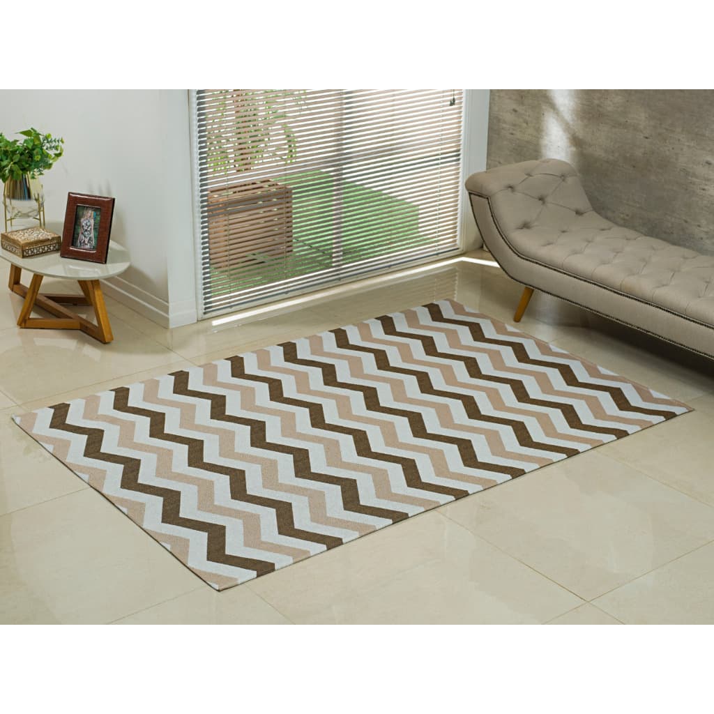 Tapete Jacquard 1.00 x 1.36m Sala E Quarto Base Antiderrapante Emborrachada Fácil Limpeza