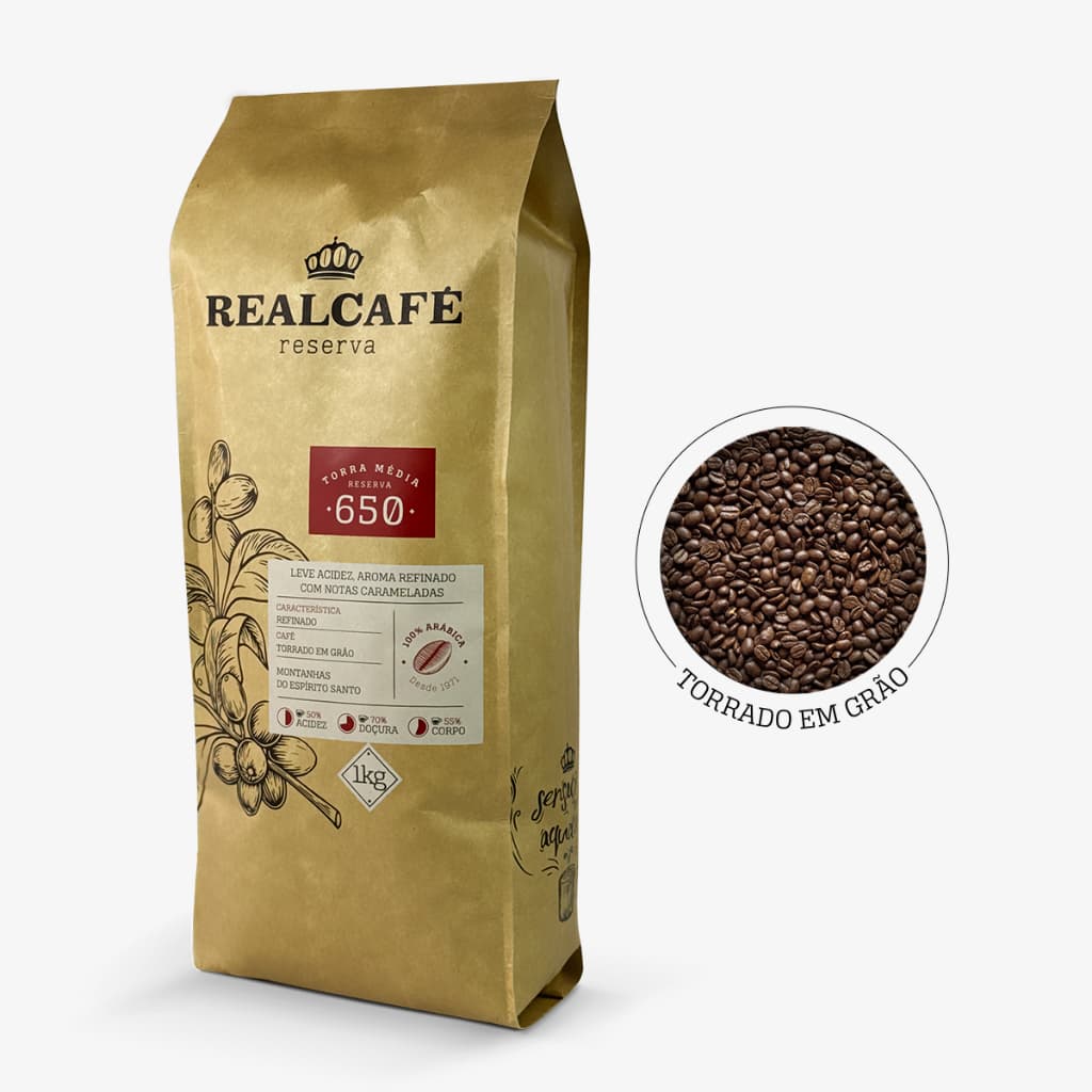 Café Especial Torrado em Grãos Realcafé Reserva 650 | 100% Arábica | Torra Média | 1KG | Pontuação 86,00