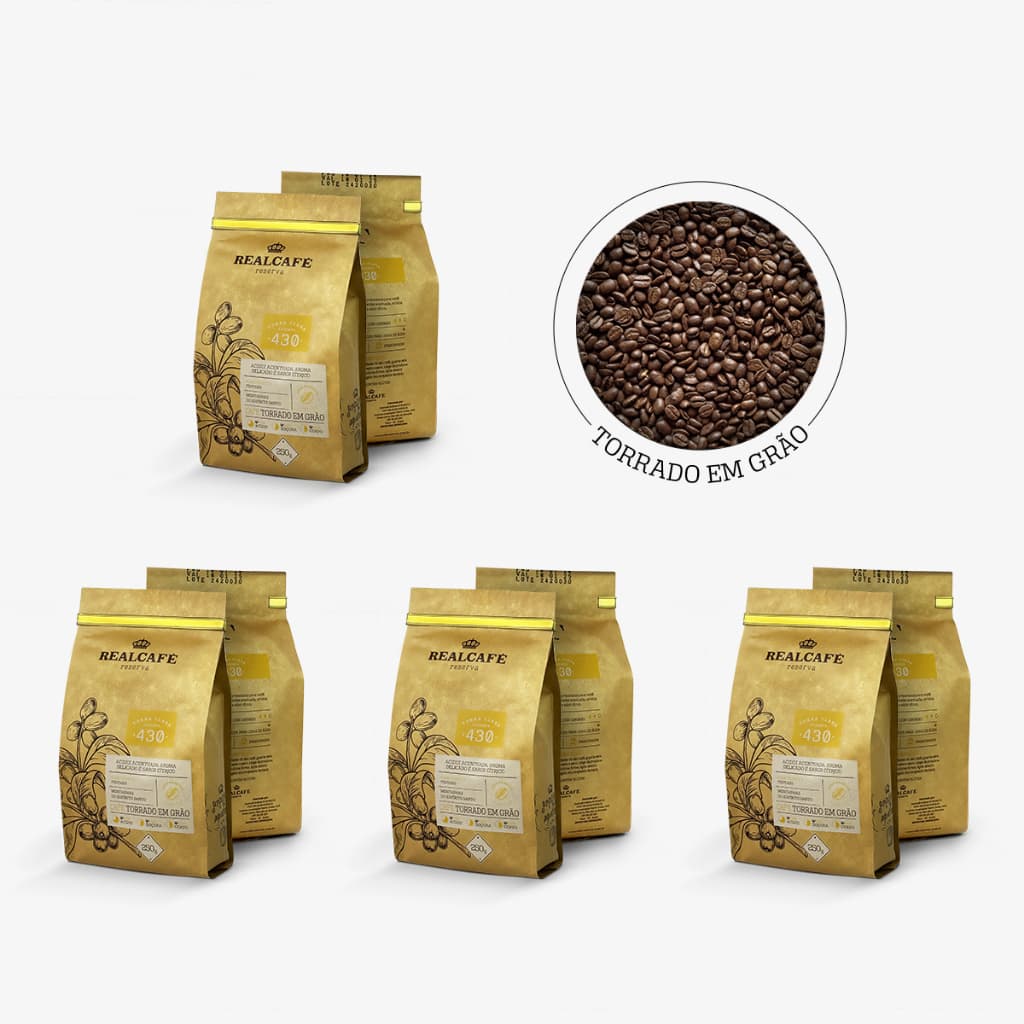 Kit 4 un Café Especial Torrado em Grãos Realcafé Reserva 430 | 100% Arábica | Torra Clara | Pontuação 86,00
