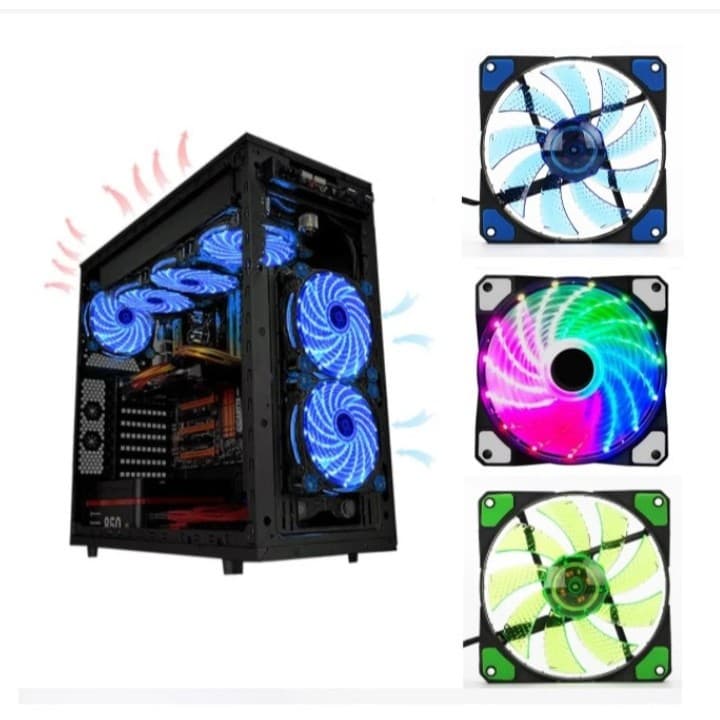Cooler Fan Com Led Colorido Ventilação PC 1200RPM 12x12Cm 4044