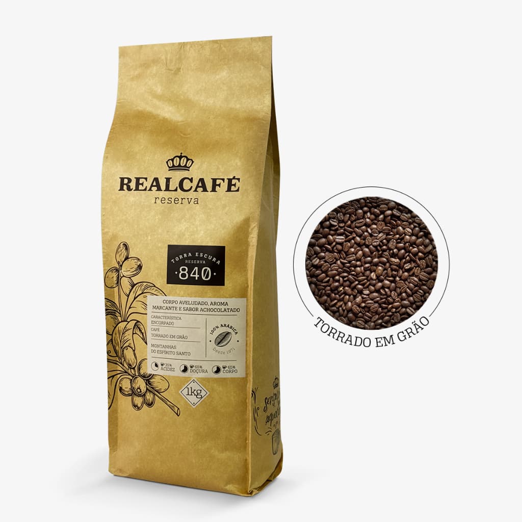 Café Especial Torrado em Grãos Realcafé Reserva 840 | 100% Arábica | Torra Intensa | 1KG | Pontuação 86,00