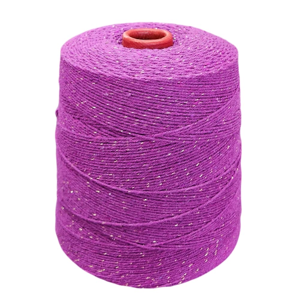 Barbante Beterraba Violeta com Brilho Dourado Fio 6 585m Barbantes Do Brasil Linha para Crochê Macia