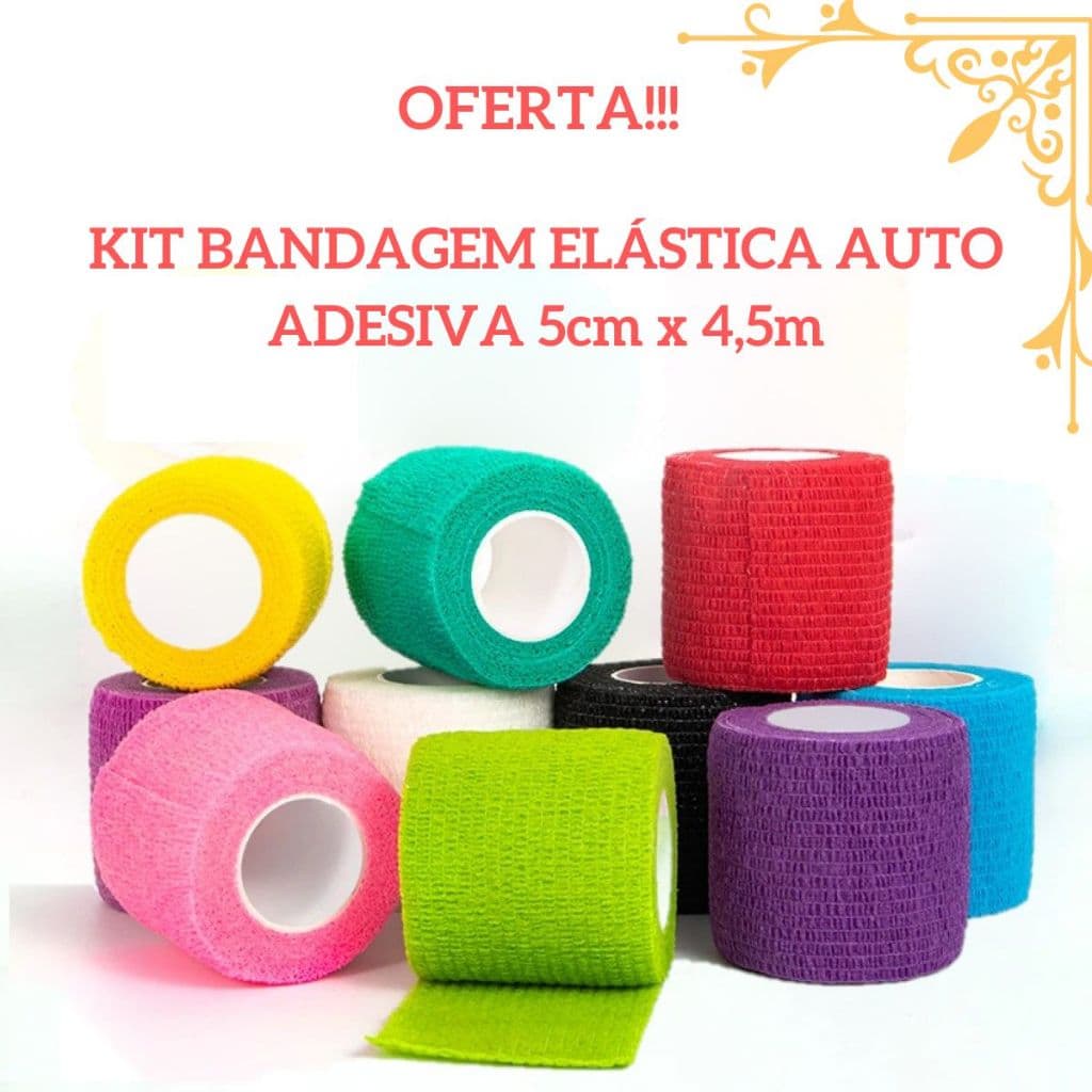 Kit Bandagem Elástica Faixa Fita Auto Aderente Cross Jiu Tatuagem Proteção Dedos Pet Cão