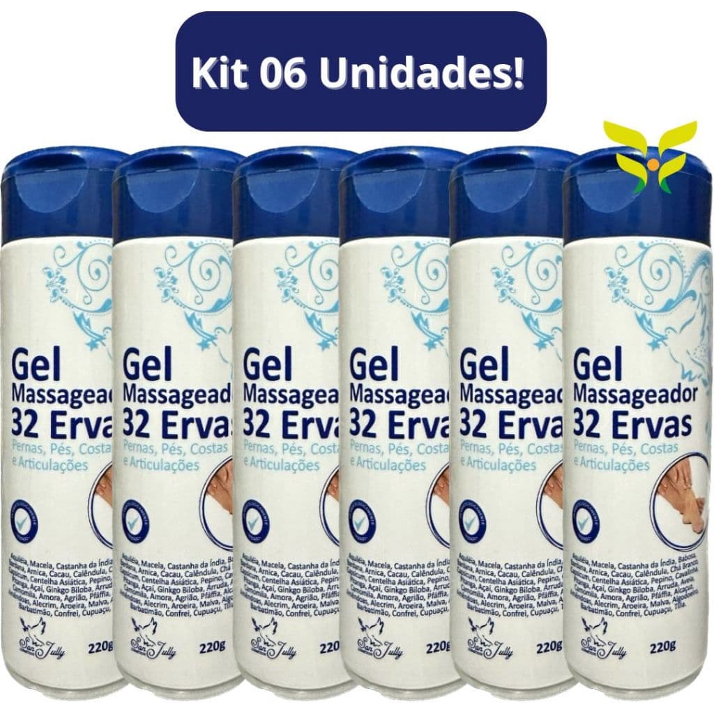 Kit 6 Unidades Gel Massageador 32 ERVAS 220g SAN JULLY