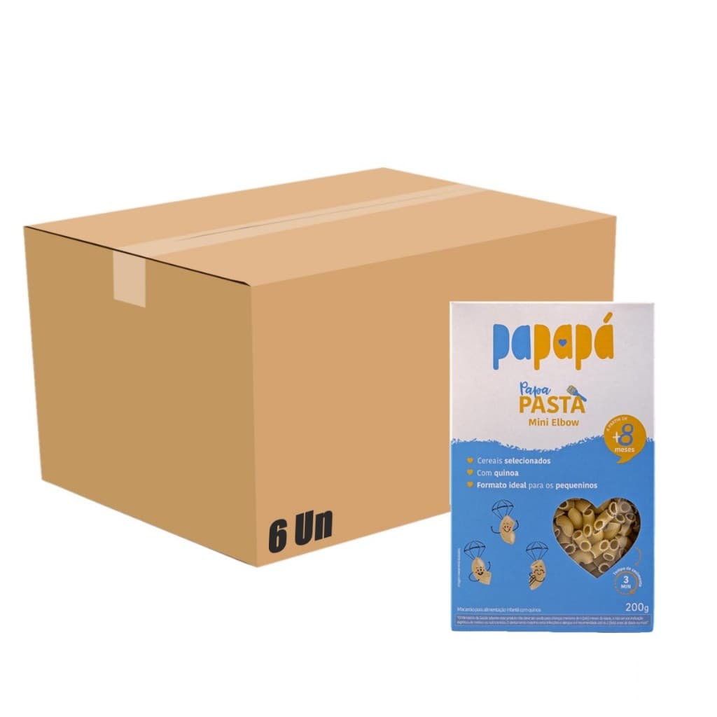 Macarrão Infantil Mini Elbow Com Quinoa Papapá 200g Kit 6un