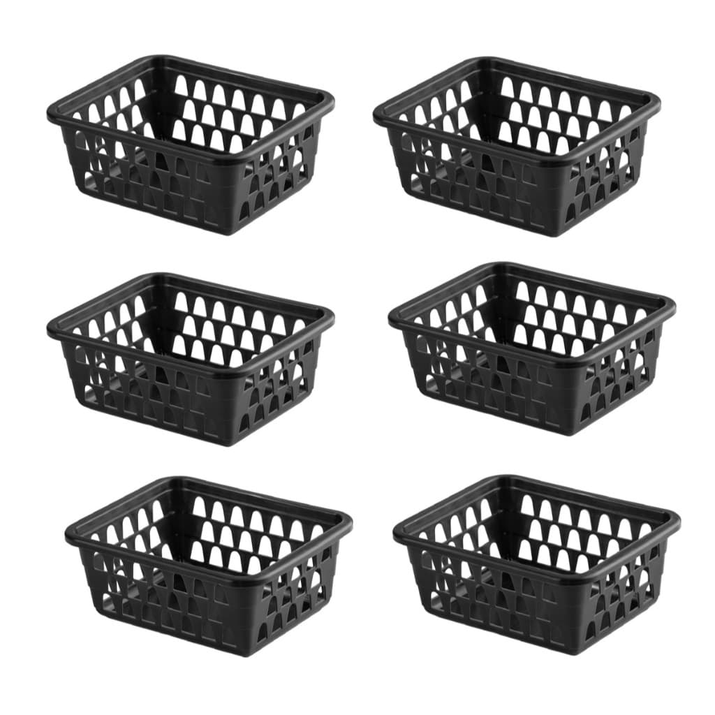 Kit 06 Cesto Organizador Multiuso Lavanderia Banheiro Preto 16x12x6cm