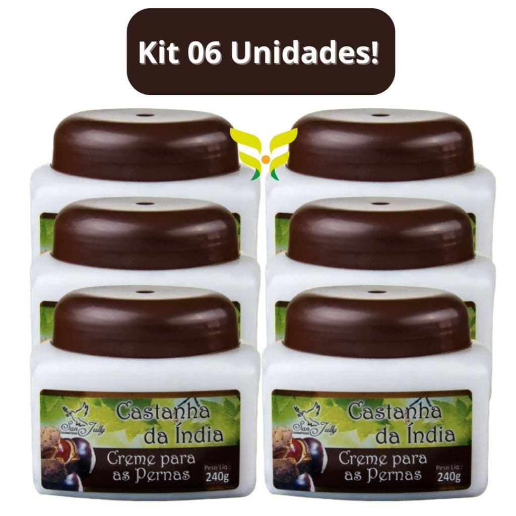 Kit Com 6  Creme para as Pernas CASTANHA DA ÍNDIA 240g SAN JULLY