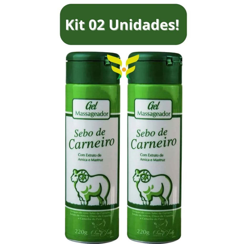 Kit 2 Unidades: Gel Massageador Sebo de Carneiro 220g San Jully