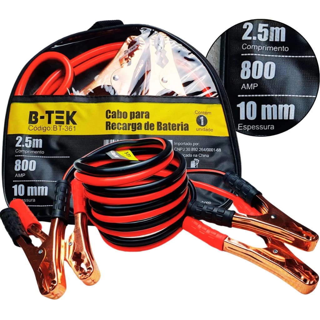 Cabo Auxiliar para Bateria 800Amp/1200Amp Chupeta Automotiva Reforçada 2,2m ou 3m
