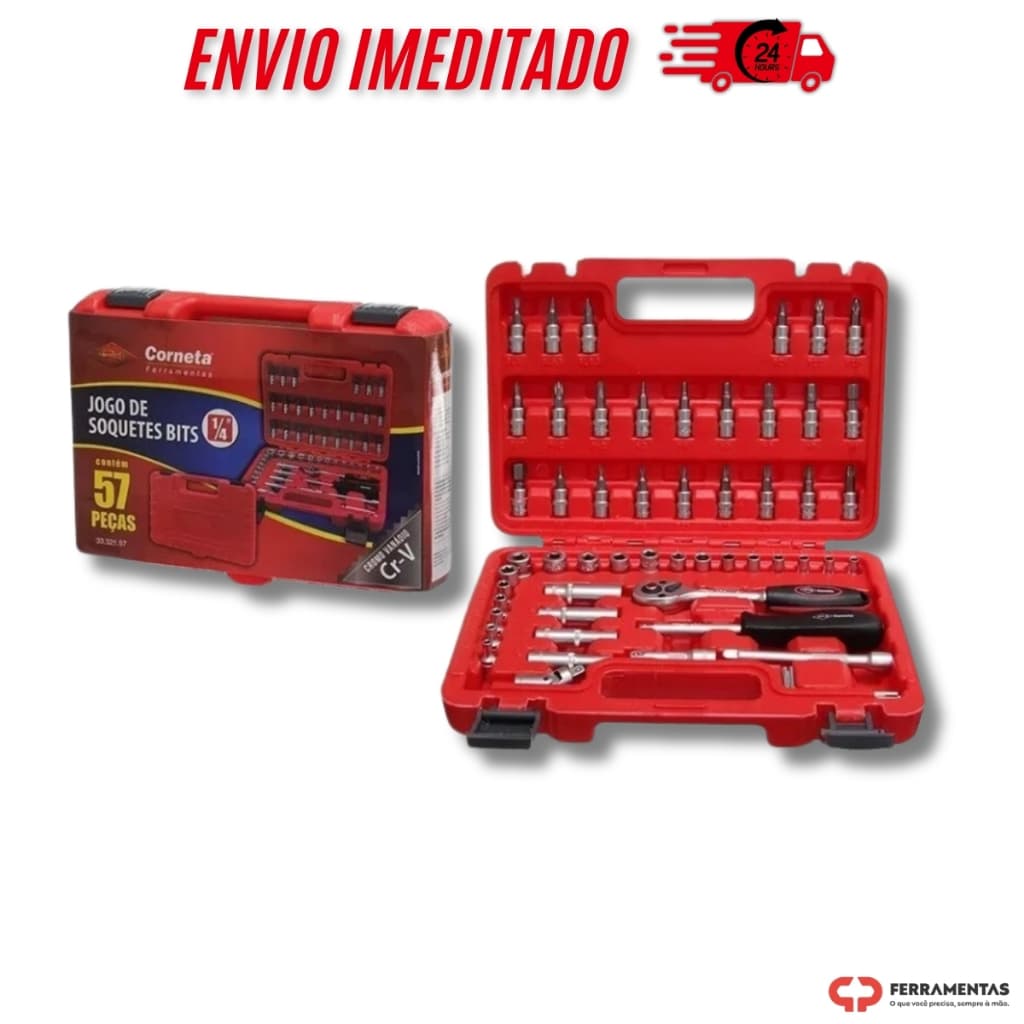 Jogo Kit De Soquete 57 Peças 1/4 Catraca Allen Profissional