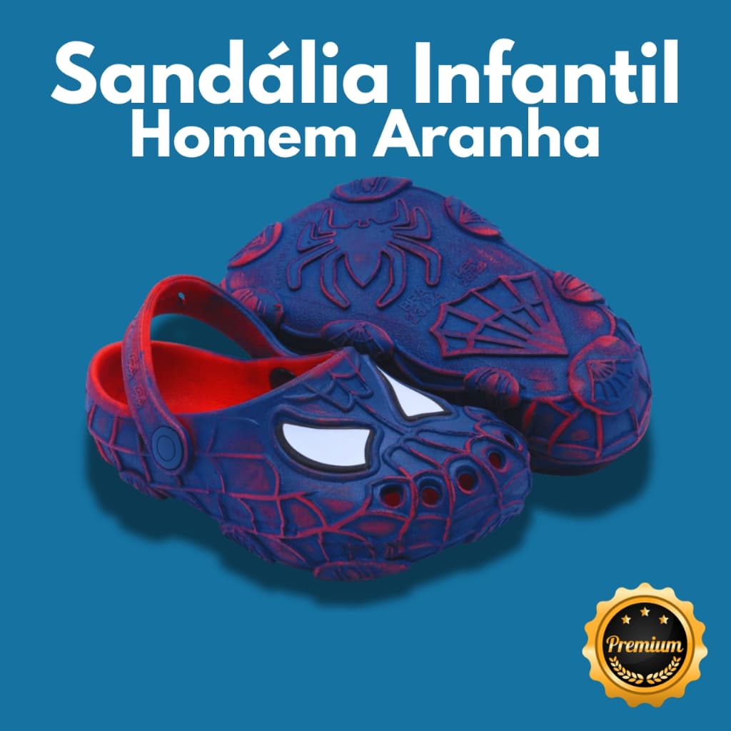 Sandália infantil homem aranha menino masculina Papete Babuche Confortável Super Leve Confortável