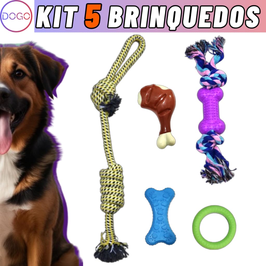 Kit Brinquedo para Cachorro – Brinquedo Pet Mordedores e Cordas Educativos e Resistentes