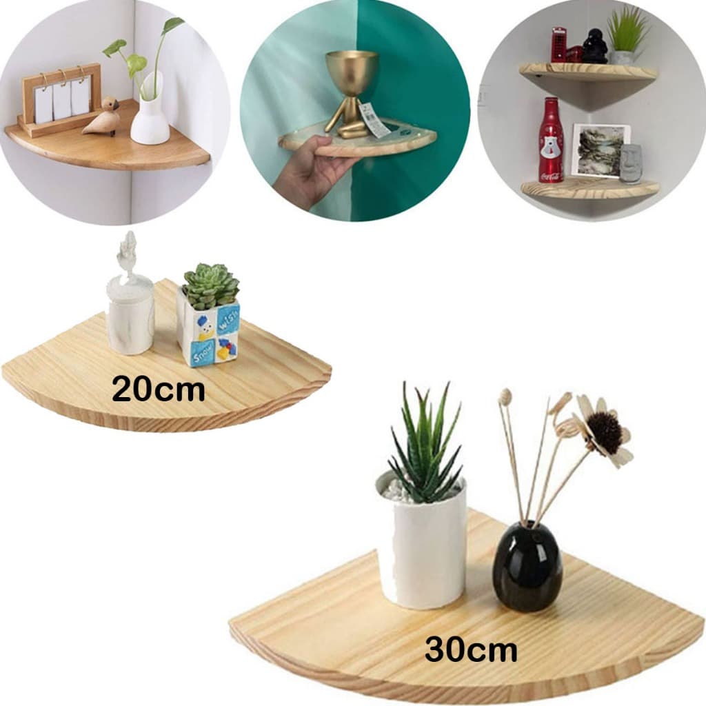 Kit 2 Prateleira De Canto 20cm e 30cm Cantoneira de Parede Decorativa com Suporte Invisível livros
