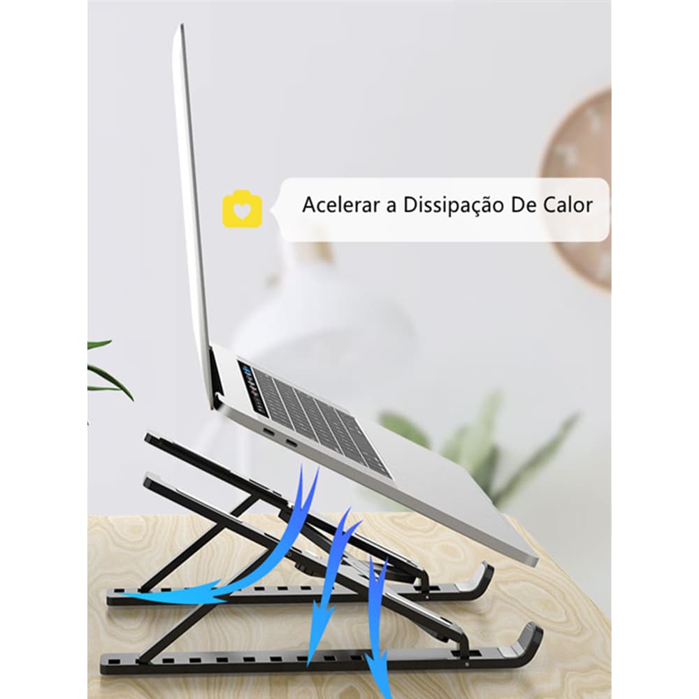 2 kits Suporte Apoio De Notebook Laptop Compacto Articulado Home Office / Suporte Notebook / Porta Notebook Preto