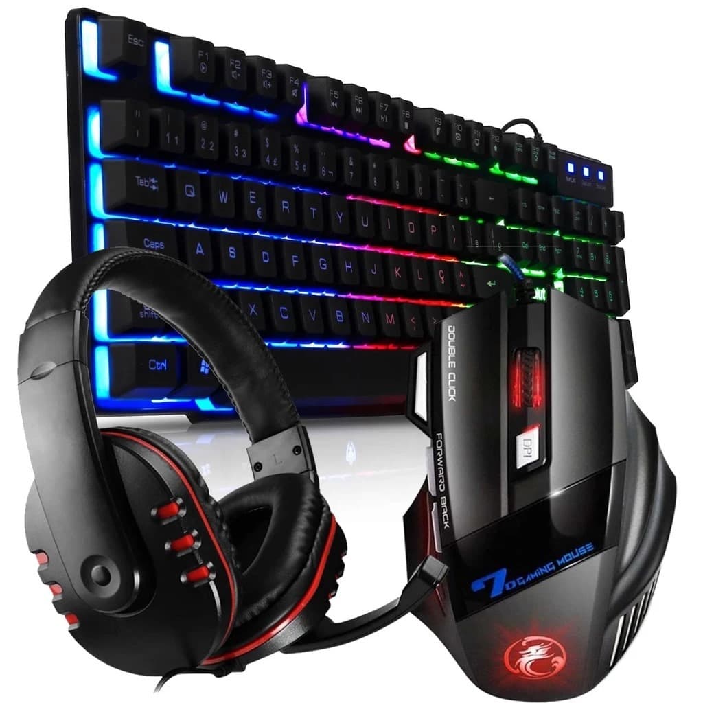 Kit Teclado Semi Mecânico Gamer+Headset+Mouse
