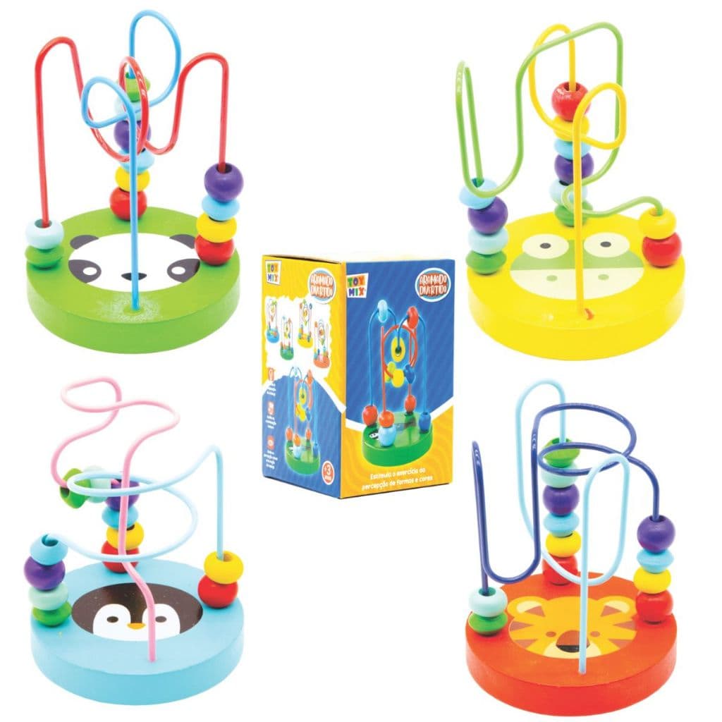 Brinquedo Aramado Divertido MDF Educativo Sensorial Colorido Sobe e Desce Brinquedo de Madeira